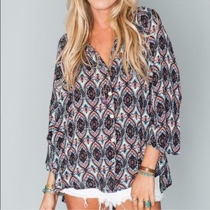 Show Me Your Mumu Mosaic Paisley High Low Peasant Top